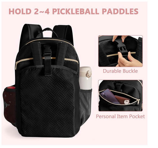 PROKVA PICKLEBALL BAG, Rucksack, für 4 Paddel, patentiertes Design, schwarz, für Frauen und Männer
