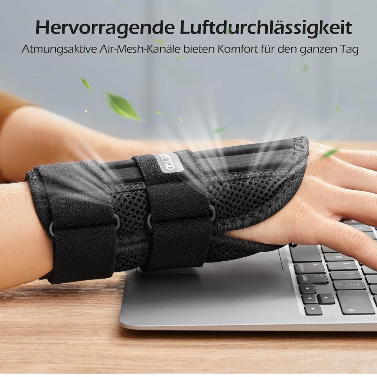FREETOO Handgelenkbandage, verstellbar, für Tag und Nacht, 3 Schienen, ( Linke Hand / L/XL)
