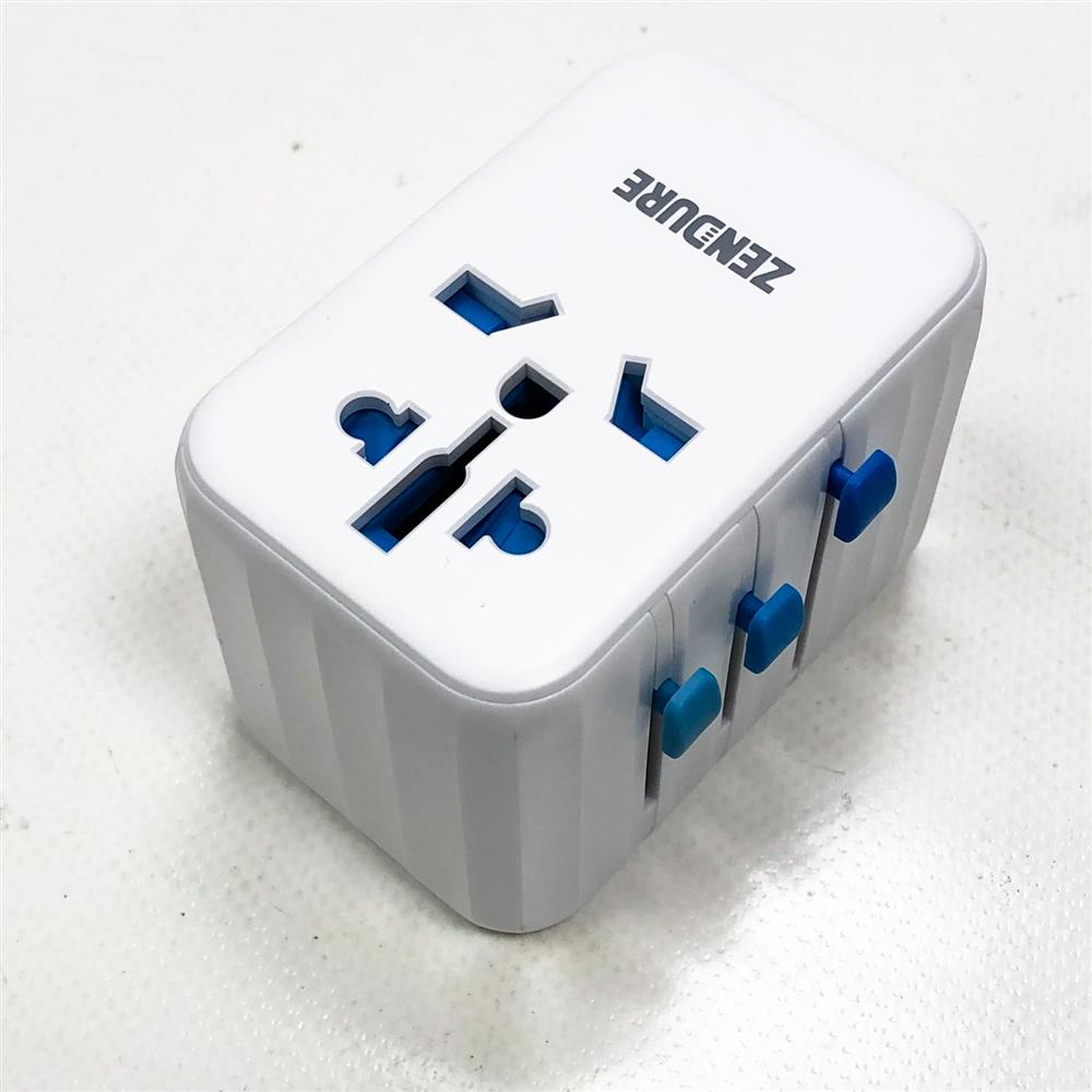 Zendure Reiseadapter 61W PD Universal USB C Fast Charge Internationales Wandladegerät AC Steckeradapter Weltweites Power Charger All in One für USA Europa UK AUS Weiß