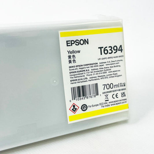 EPSON T6394 Tintenpatrone, Gelb, 700ml, Original, für Großformatdrucker, hohe Reichweite, präzise Farbwiedergabe