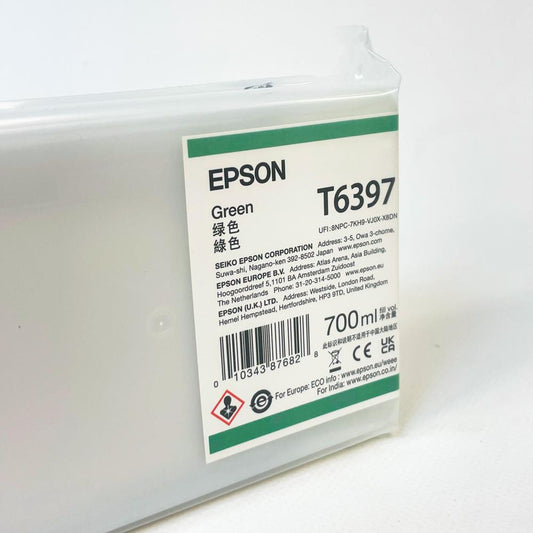 EPSON T6397 Tintenpatrone, Grün, 700ml, kompatibel mit SureColor, hohe Reichweite, Original Zubehör