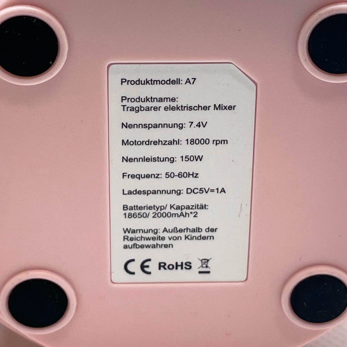 FITBLENDER tragbarer Mixer, 500ml, 2000 mAh, 7,4V, Kompakt, leistungsstark, ideal für Smoothies, Rosa.