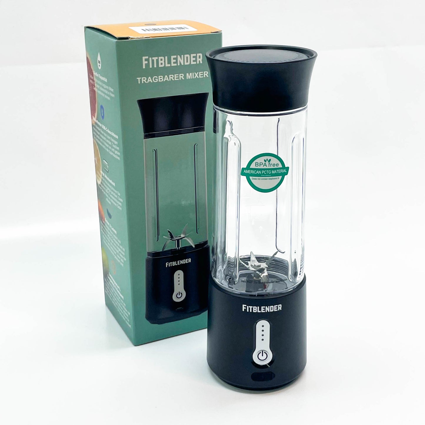 FITBLENDER A7 tragbarer Mixer, 500ml, 7,4V, Schwarz – kompakt, leistungsstark, ideal für Smoothies und Shakes.