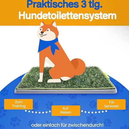 Petmont Hundeklo, Hundetoilette, Kunstrasen, für Welpen bis 8KG, ideal für Balkon und Indoor, einfache Stubenreinheit.