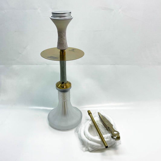 Contraband Hookah Shisha, Wasserpfeife, Russian Roulette, edles Gold/Weiß, einzigartiges Design, perfekte Raucherfahrung.