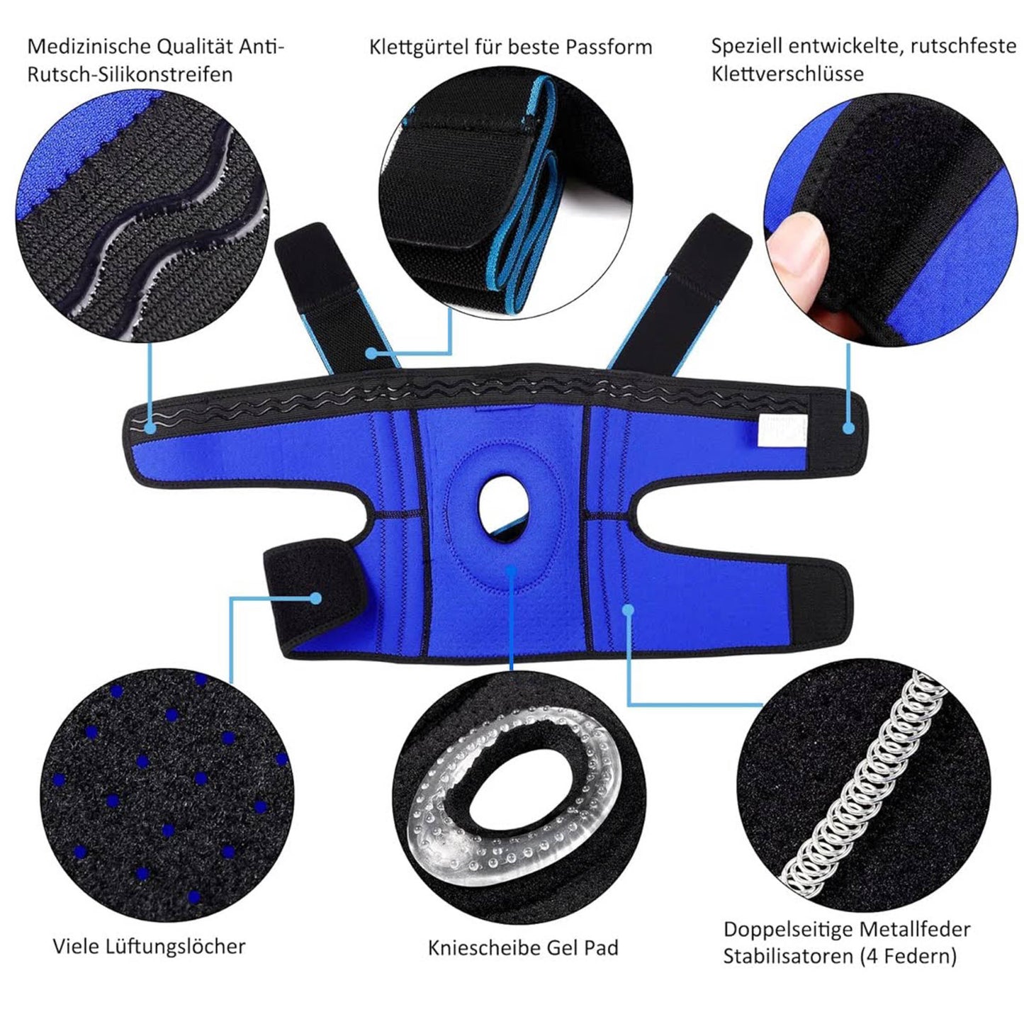 NEENCA Kniestütze Gel Pads (L), Kniebandage, Patella-Stütze, Seitenstabilisatoren, Schmerzlinderung bei Arthritis, Meniskusriss.