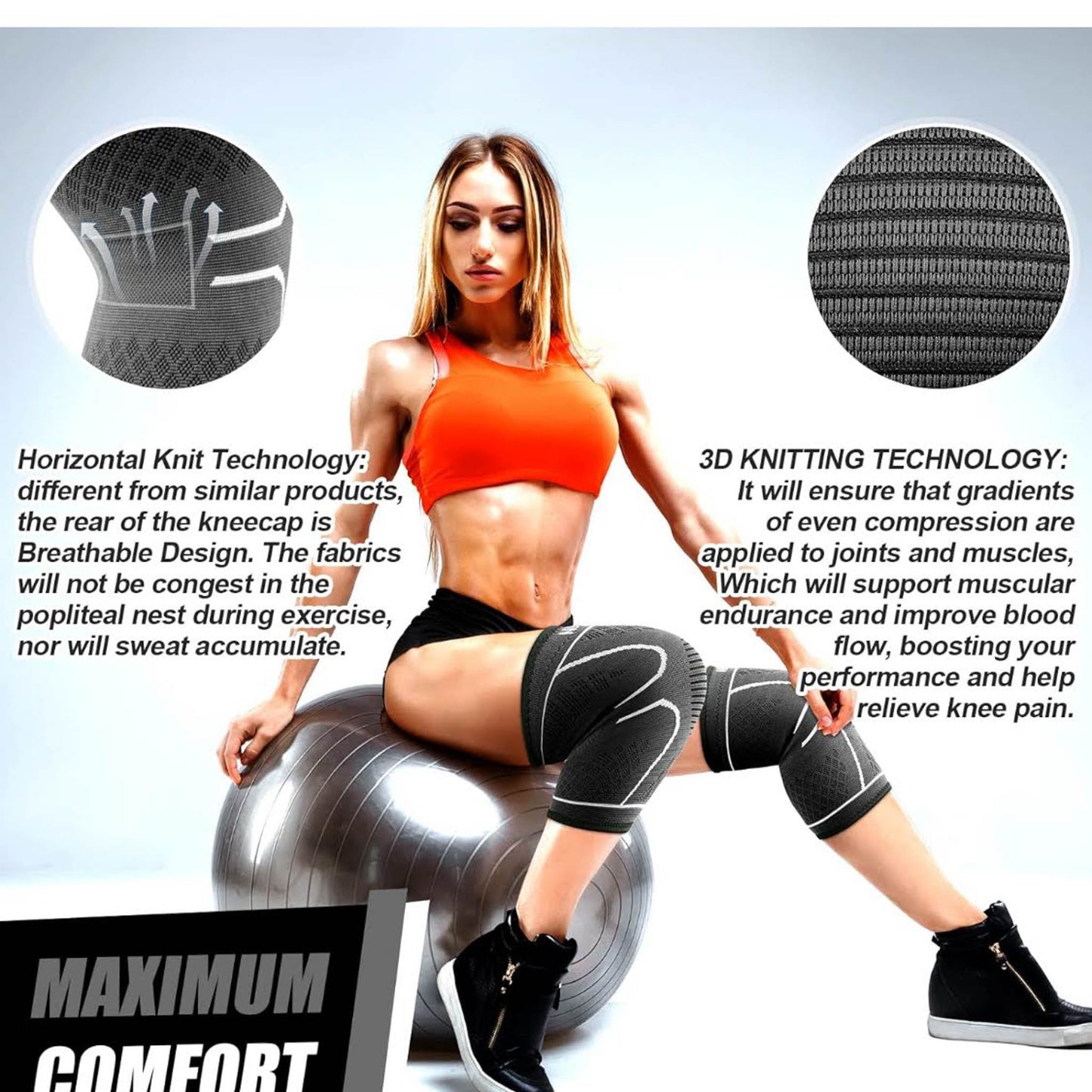 NEENCA Sport-Kniebandage 2er-Pack S Grau atmungsaktive Kompressions-Patella-Kniestütze für Meniskusriss Arthrose Rehabilitation Laufen Fußball