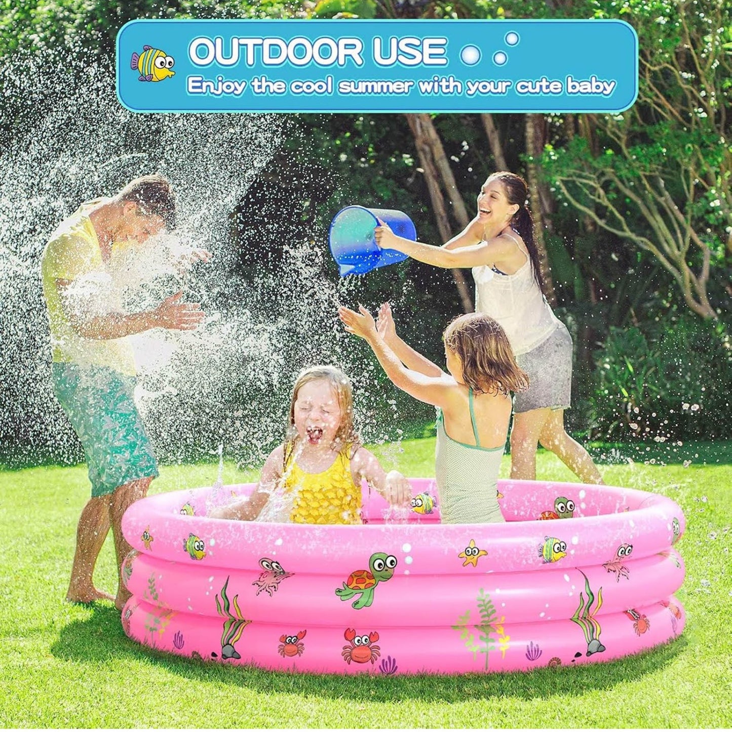 Planschbecken für Kinder, Aufblasbarer Pool, ideal für heiße Tage, leicht transportierbar, sicher und bunt, Spaß für die Kleinen.