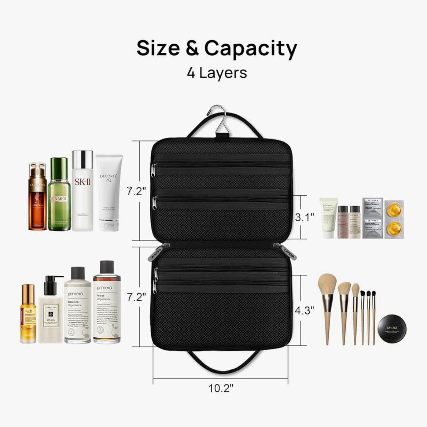 Carttiya Reise Kulturtasche, Kulturbeutel, wasserdicht, zum Aufhängen, praktisch, Geschenkidee Vatertag, Schwarz.