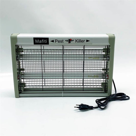 mafiti Elektrischer Insektenvernichter 20W Moskito Killer Fliegenfalle mit UV-Licht für Küche Haus Hof Grau
