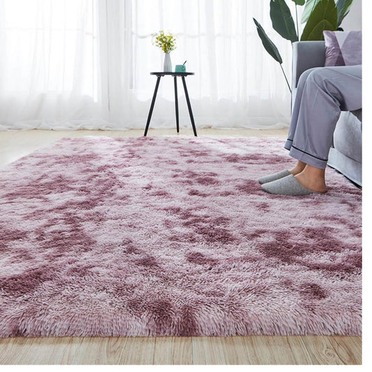 Aujelly Soft Area Rug 90x150cm Shaggy Teppich Flauschig Bunte Batik Rosa