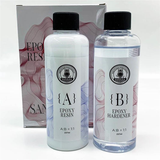 SANAAA Epoxidharz 474 ml hochglänzend blasenfrei Tisch-Epoxidharz für Kunsthandwerk Gießen Heimwerken Kunstharz Formen Schmuck (237 ml x 2)