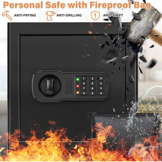 40L Feuerfester Safe, Digitaler Möbeltresor, A4 Dokumententasche, herausnehmbares Regal, Alarmanlage, ideal für Bargeld, Medikamente, Schmuck.