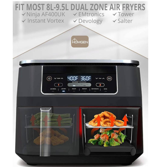 HOMGEN Air Fryer Zubehör, 6-teilig, Heißluftfritteuse, für Ninja Foodi AF400EU/AF300EU, 8L-9.5L, Grillrost, Backpapier.