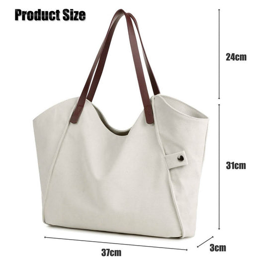 LOSMILE Damen Handtasche Hobo Shopper Beige, vielseitig, strapazierfähig, ideal für Strand und Alltag.