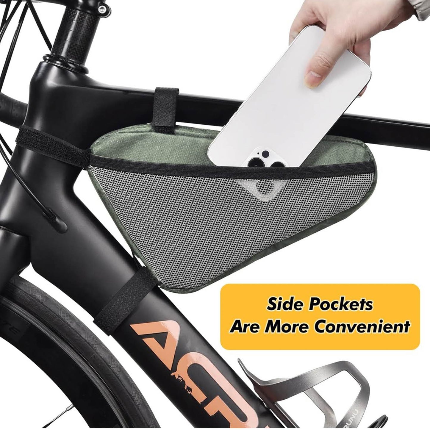 ACRUNU Dreieckstasche, 1,5L, Fahrradtasche, wasserdicht, mit Fahrradklingel, für 22-24mm Rahmen, ideal für Mountainbike und Rennrad.
