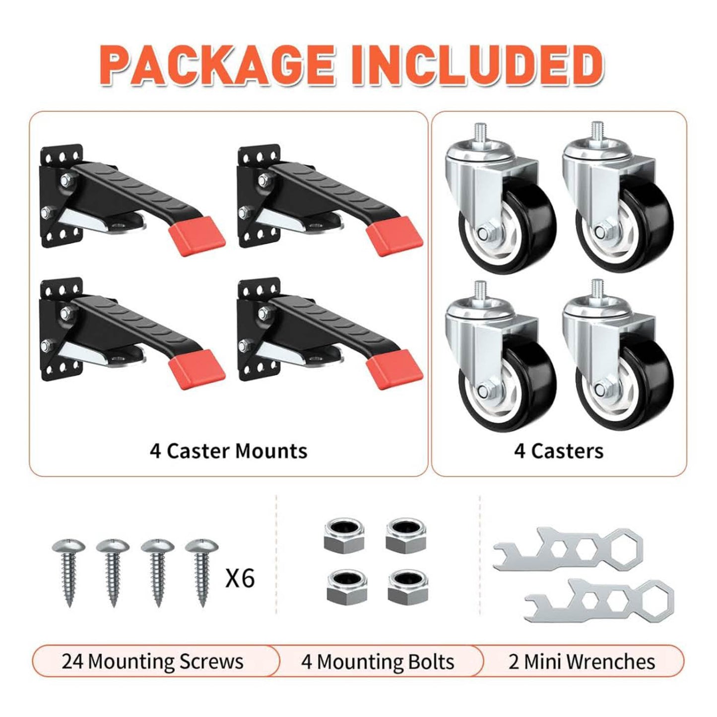 SPACEKEEPER Werkbank-Rollen Kit, 400KG, Hochleistungs-Rollroller, 3 Zoll, für Werkbänke, Maschinen, 4 Stück, Schwarz.