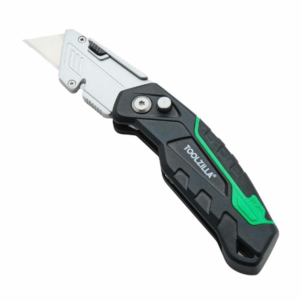 Toolzilla Universalmesser TZ-1234 Kartonschneider mit einziehbarem Griff – rasiermesserscharfe Klinge, 9 Ersatzklingen, robust und faltbar, ideal für Karton, Teppich, Seil, Gummi und Leder, perfekt für Home-Office und Camping
