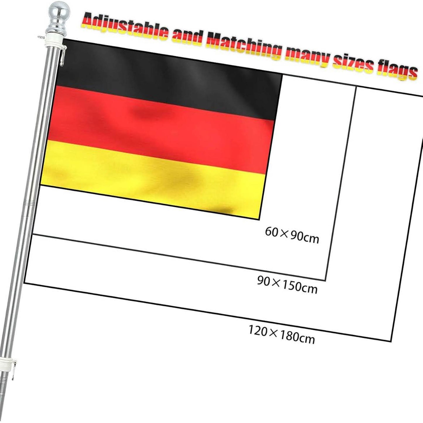 Harms Flagge 1,5 m, Aluminiumkit, Edelstahlflagge für Garten, Außen, Dach, Wände, Innenhof, vielseitig einsetzbar.