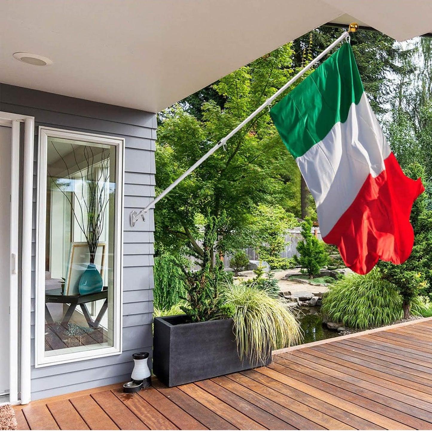 HARRMS Fahnenmast 1.8m, Aluminium Halterung, Edelstahl, strapazierfähig, ideal für Garten, Außenbereich, Dach, Wände, Hof.