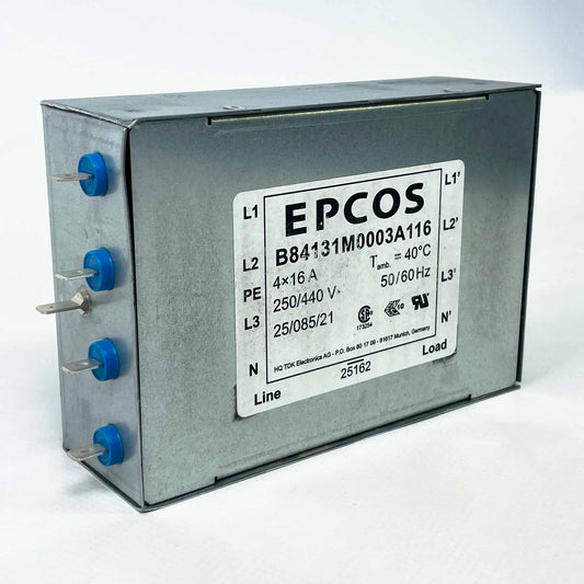 EPCOS B84131M0003A116 3‑phasiges Netzfilter (EMV), 4×16 A, 440 V AC, Flansch‑Schraubbefestigung, 50/60 Hz