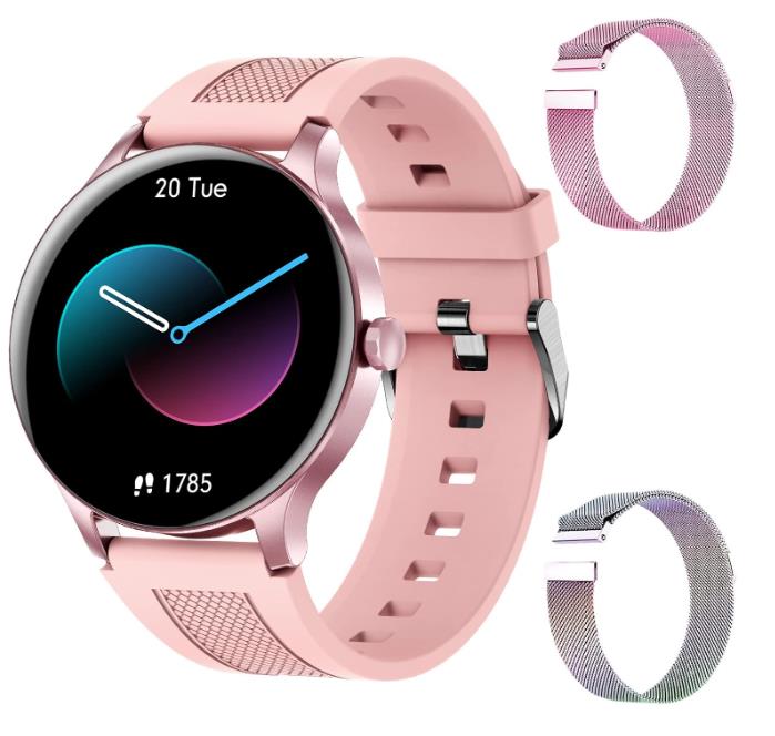 BOCLOUD Smart Watch PINK for Women Men, IP68 Waterproof Smartwatch with Blood Oxygen, Heart Rate, Sleep Monitor, 1.45'' Rectangular Fitness Tracker, 20 Sports Modes