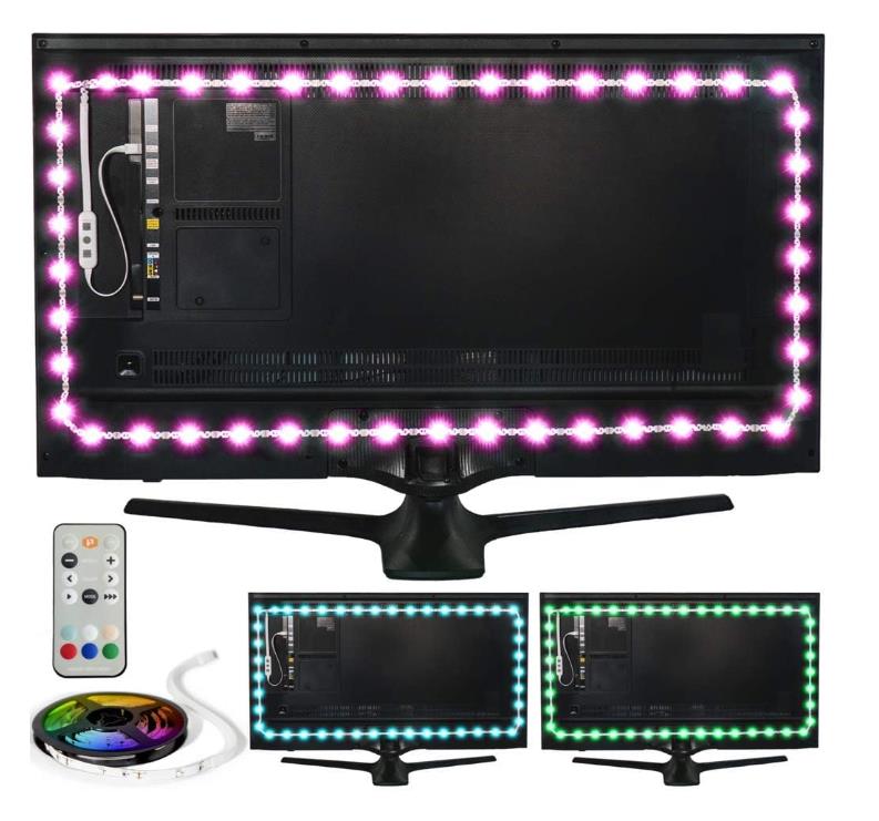 Luminoodle USB LED Backlight for TV LUM-5M RGB LED Bias Lighting 15 Colors Self-adhesive for HDTV TV Screen PC Monitor 5 Meters