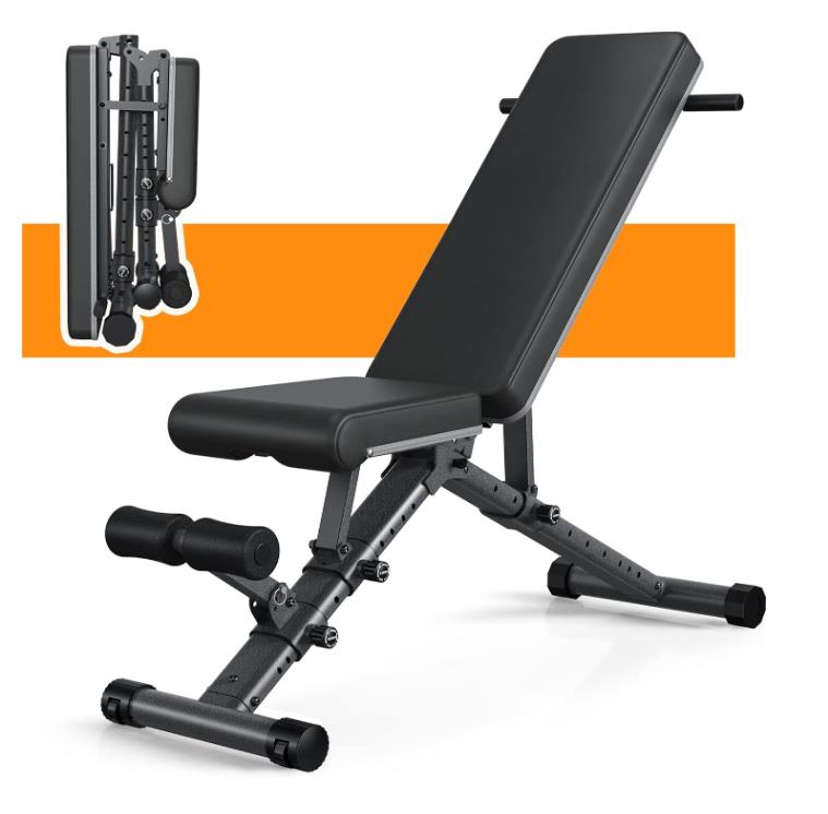 Hantelbank Verstellbar Klappbar – Trainingsbank mit 800 LB Belastbarkeit, stabile Flachbank & Schrägbank, Fitnessbank für Zuhause & Studio