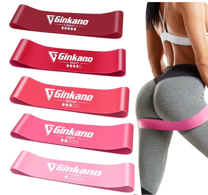 Haquno Widerstandsbänder 5er Set Fitnessband Theraband mit Tragebeutel aus Naturlatex für Muskelaufbau Pilates Yoga - Rot, strapazierfähig und elastisch