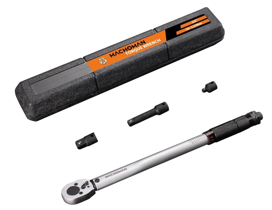 MACHOMAN ATQW304 Drehmomentschlüssel-Satz 3/8 Zoll 19-110 Nm mit Adapter und Verlängerung für präzise Drehmomentmessung