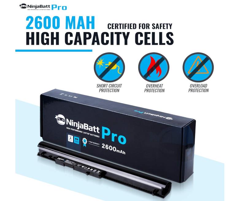 NinjaBatt Pro Battery 740715-001 OA04 746641-001 250 G3 OA03 250 G2 TPN-F112 240 G2 HSTNN-LB5S 255 G3 HSTNN-LB5Y 15-D003SL 0A04 15-G003SL 15-G094SA - 4 Celles 2600mAh 38wh