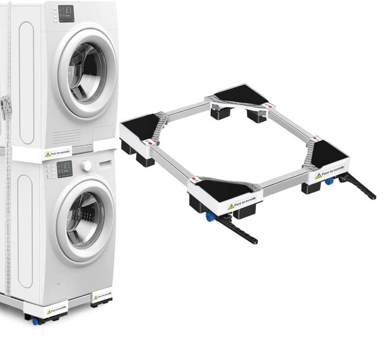 NIUXX Universal Washing Machine Base with Roller Transport Roller, Anti-Vibration Function, Adjustable Brakes, Size Adjustable for 42-69 cm Stacked Washers and Dryers, Load Capacity 400 kg