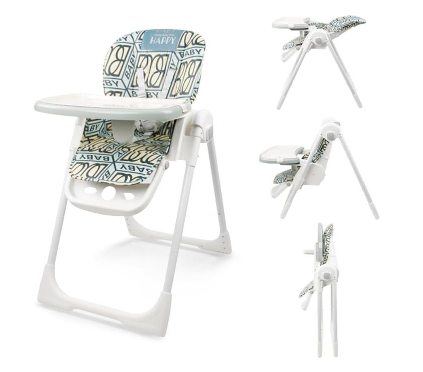 Baby High Chair Foldable Adjustable 12345 Children's High Chair with Table from 6 Months Baby Chair High Chair with Reclining Function Boys and Girls PU Leather Cushion Comfortable Easy to Clean