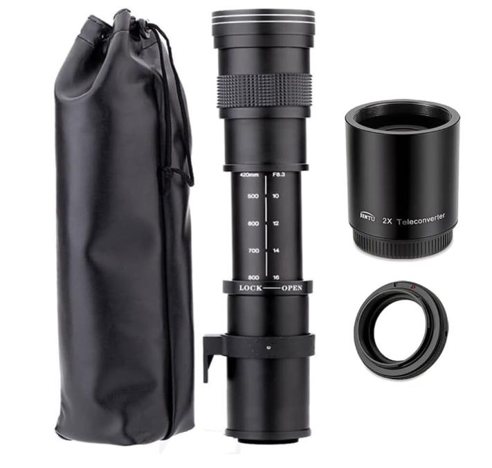 JINTU 420-800mm f/8.3 HD-Tele Zoom Teleobjektiv für Nikon D5600 D5500 D5200 D5300 D5100 D3400 D3300 D3200 D3100 D7200 D7500 D7100 D7000 D750 D600 D90 D800 D810 D5 D4S DF - Hochleistungs-Telezoom, ideal für Tierfotografie, Sportaufnahmen und Landschaften.