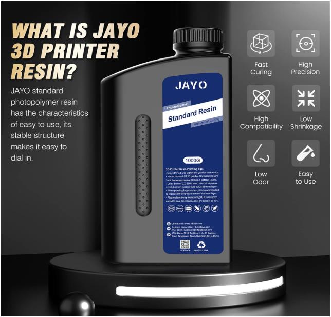 JAYO 3D Drucker Harz 405nm UV Standard Fast Curing Photopolymer Resin 4K/6K/8K LCD DLP SLA Hohe Präzision Geringe Schrumpfung Grau+Dunkelgrau 1000g 2 Pcs