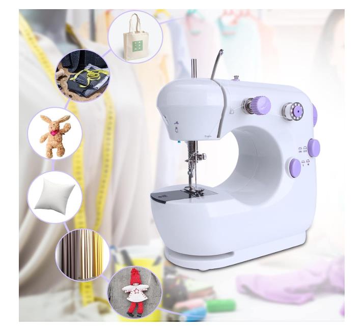 Ossky Sewing Machine with Extendable Table, Mini Sewing Machine and Sewing Kit for DIY, Rag Doll Curtain - Spanish Instructions, Compact and Versatile