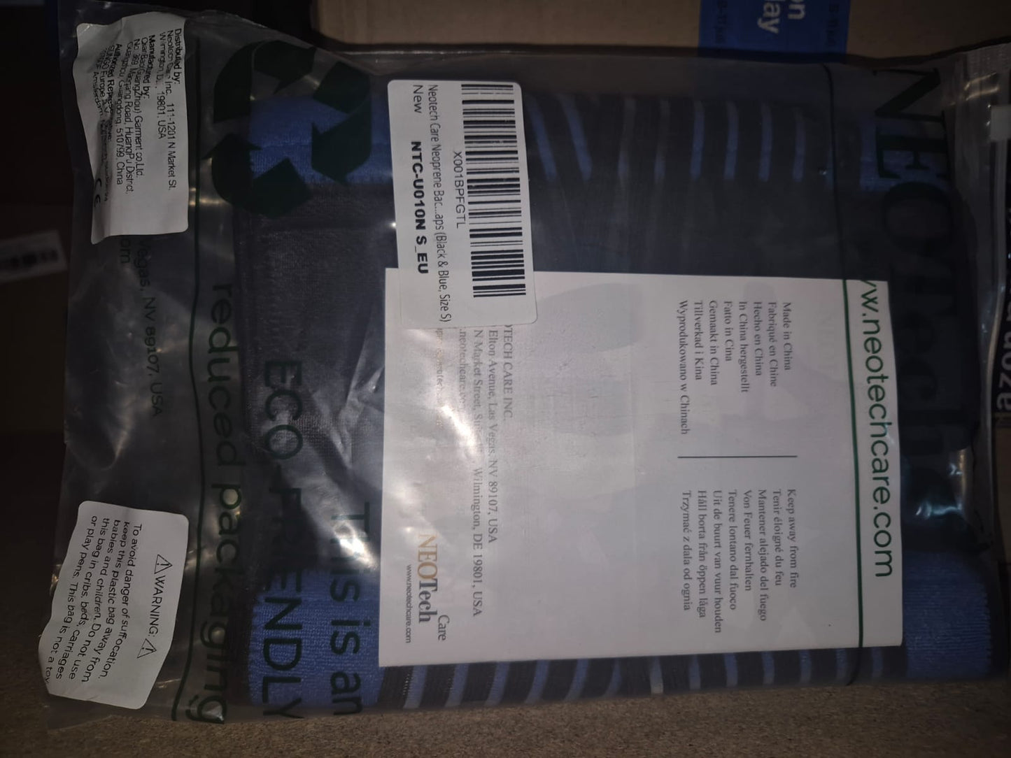 Neotech Care Lumbalgürtel, Neopren, Unterstützung unterer Rücken, doppeltes Kompressionsband, Blau/Schwarz, Größe S