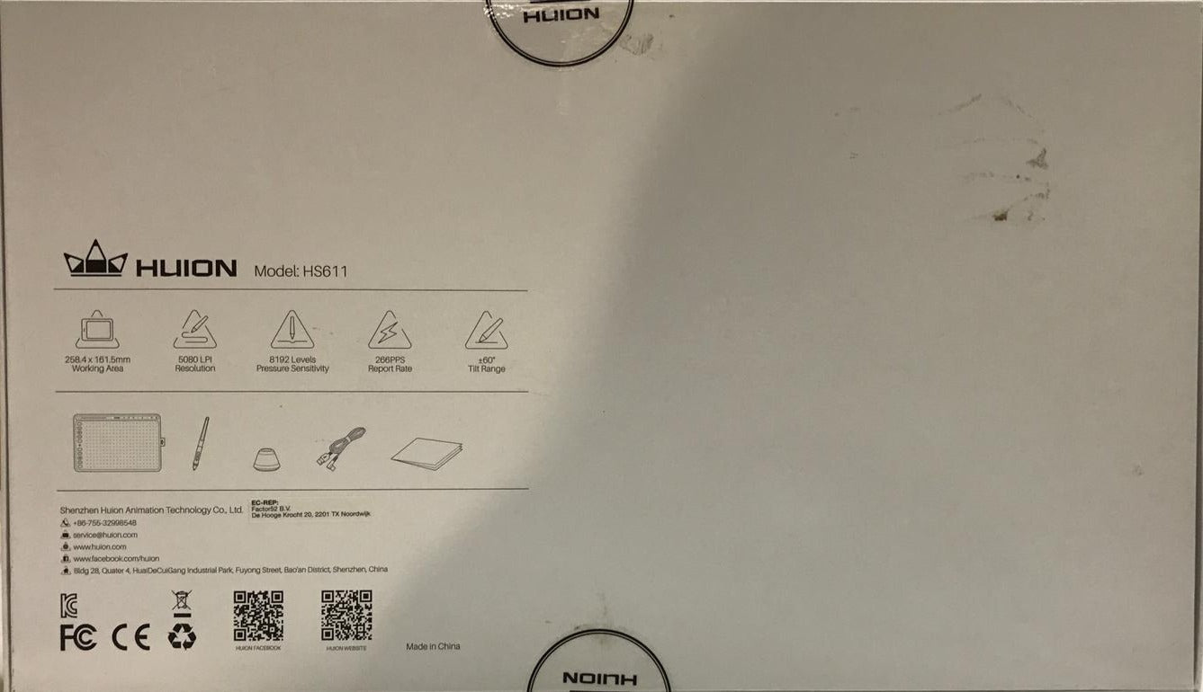 HUION HS611 Grafiktablett, Modellnr HS611, Produkttyp Grafiktablett, Merkmale kompatibel mit Windows, MacOS und Android, Farboptionen Rot/Orange