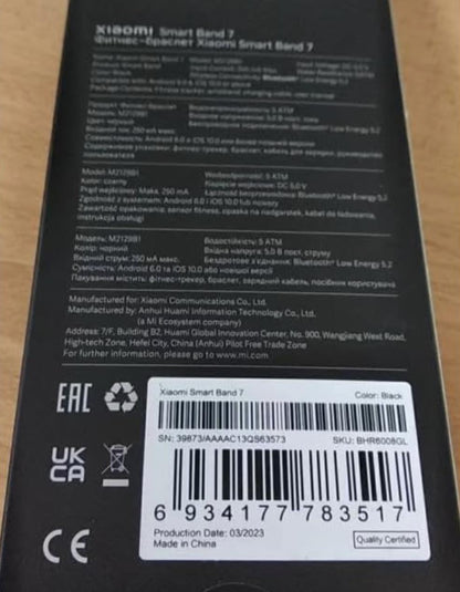 Xiaomi Mi Smart Band 7 Activity Tracker 1.62 AMOLED Display 110+ Workout Modes 5ATM SpO2 Tracking Sleep Heart Rate Monitoring Up to 14 Days Battery Life Mi Fit App