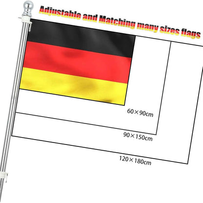 HARRMS Fahnenmast 1.8m, Edelstahl, Fahnenmast-Kit, robust für Garten, Außenbereich, inkl. Deutschlandfahne, Aluminium Halterung.