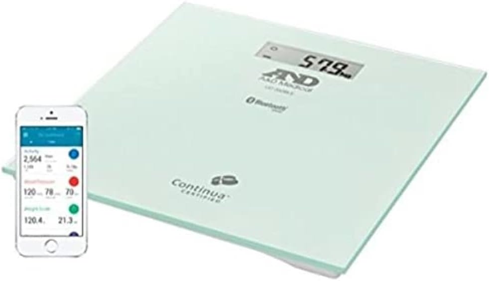 A&D Medical UC-352BLE Personenwaage, Bluetooth, App-Anbindung, digitale Smart-Waage, präzise Gewichtsmessung