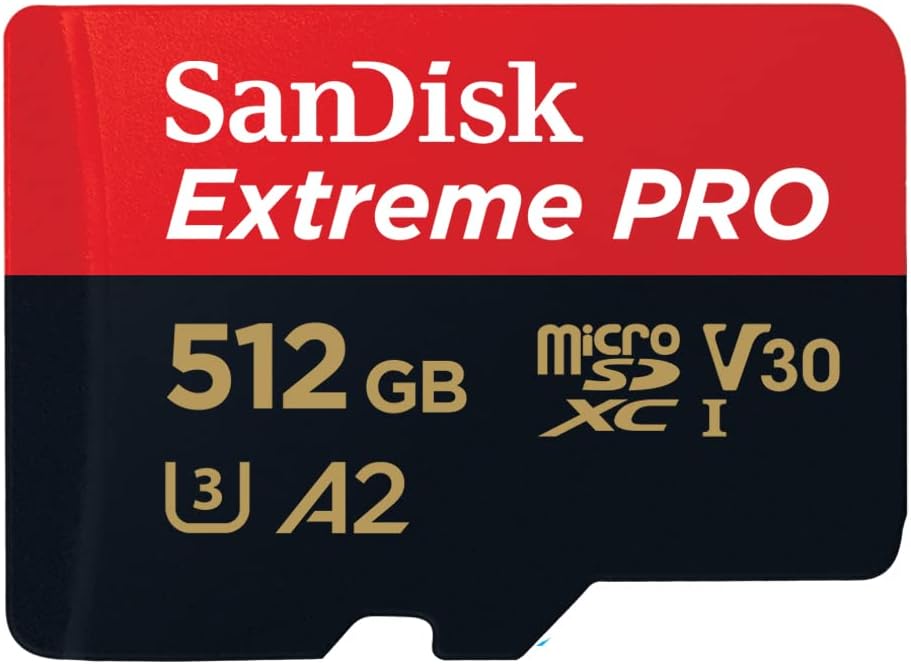 SanDisk Extreme PRO microSDXC 512 GB, Speicherkarte, A2, Class 10, V30, U3, 200 MB/s, inkl. Adapter & RescuePRO Deluxe.