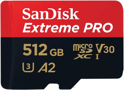 SanDisk Extreme PRO microSDXC 512 GB, Speicherkarte, A2, Class 10, V30, U3, 200 MB/s, inkl. Adapter & RescuePRO Deluxe.