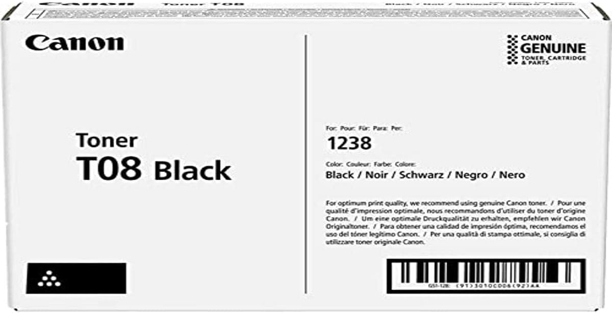 Canon T08 Schwarz Toner, Original, für i-SENSYS X 1238i/X 1238iF/X 1238p/X 1238Pr, hohe Druckqualität