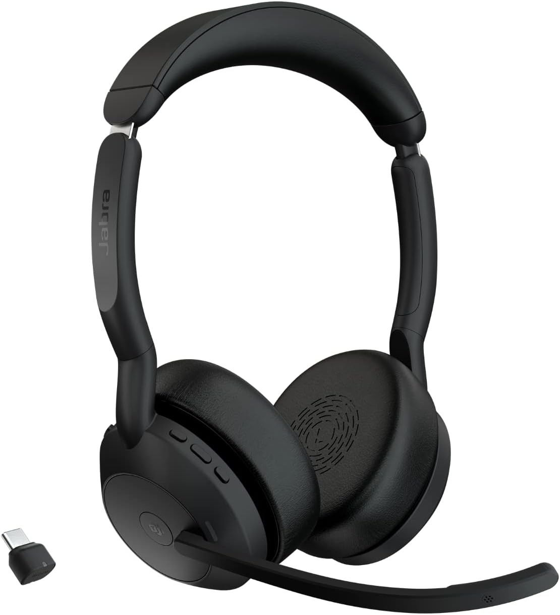 Jabra Evolve2 55, Kabelloser Stereo-Kopfhörer, Jabra Air Comfort Technologie, Geräuschunterdrückung, aktiv, kompatibel – Schwarz.