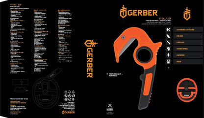 Gerber Vital Zip EAB Allzweckschneider, Jagdtool, inkl. Holster, orange, Modell 31-003645, sicheres Öffnen von Wild