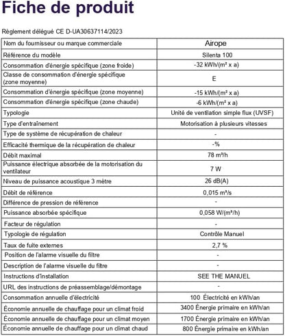 Airope Silenta 100 Abluftventilator, 100mm, Rückschlagventil, Moskitonetz, 7W, 26dBA, leise, Wandmontage, Bad/Küche/WC
