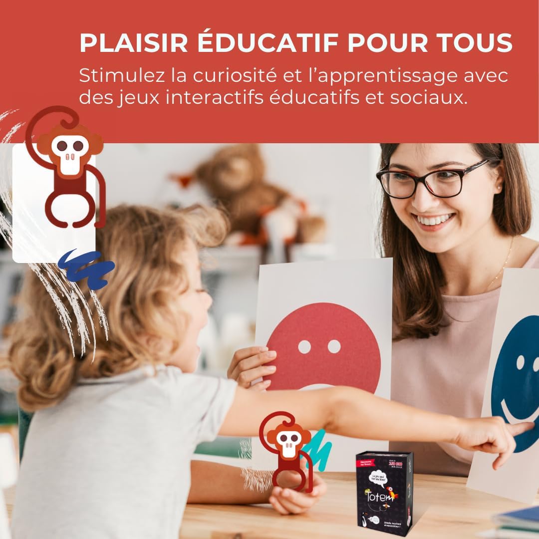 Totem French Original, Spiel Nr. 12345, Brettspiel, interaktive Sprachförderung, für 2-6 Spieler, ab 8 Jahren.