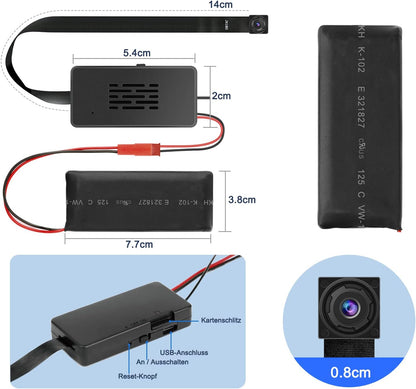 QZT Mini Kamera, HD WLAN Überwachungskamera, 3000mAh Akku, Live-Stream, App-Steuerung, Bewegungserkennung, Haustierkamera