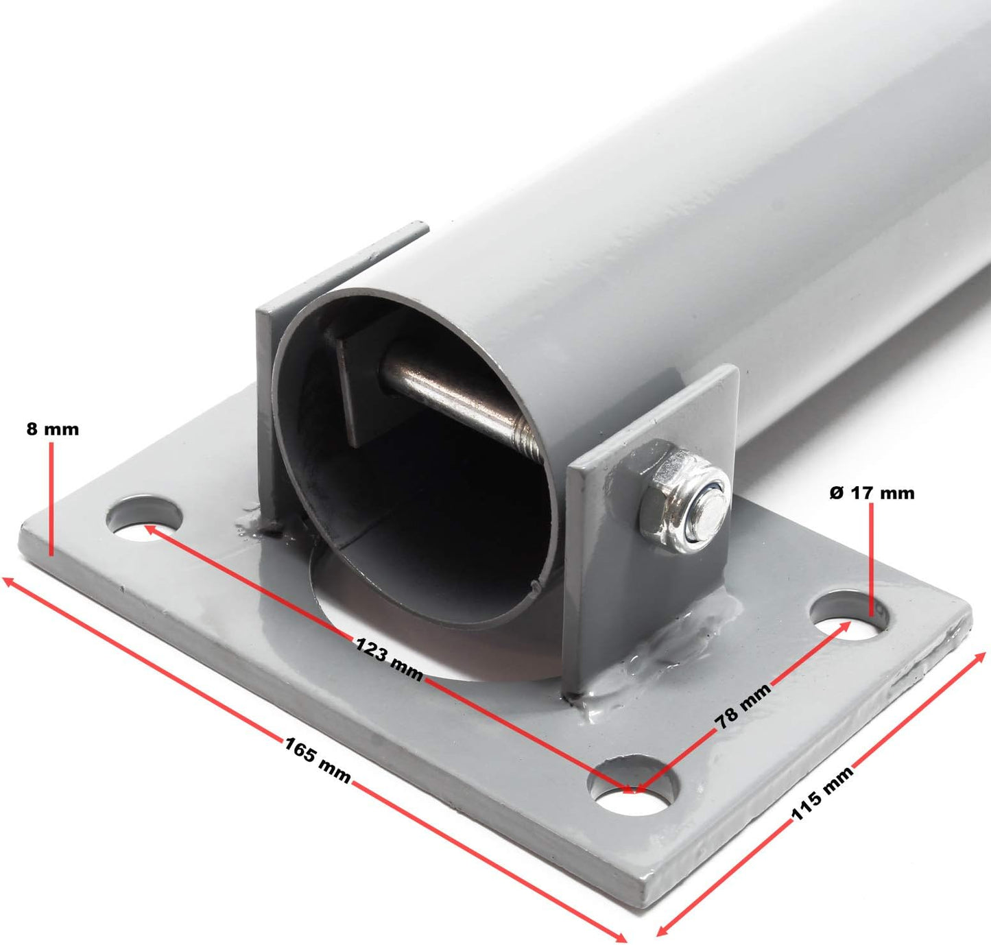 Wiltec Parkpfosten 705x75mm, klappbare Parkplatzsperre, runder Stahl-Absperrpfosten, Poller, robust, abschließbar
